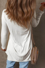 Load image into Gallery viewer, White Solid Color Ribbed Button up Tunic Cardigan - Fashion Queen -  2
