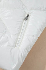 Load image into Gallery viewer, White Solid Quilted Hooded Zip Up Puffer Coat - Fashion Queen -  10
