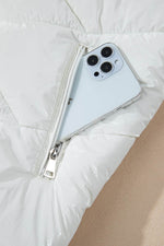 Load image into Gallery viewer, White Solid Quilted Hooded Zip Up Puffer Coat - Fashion Queen -  11
