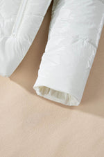 Load image into Gallery viewer, White Solid Quilted Hooded Zip Up Puffer Coat - Fashion Queen -  12
