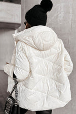 Load image into Gallery viewer, White Solid Quilted Hooded Zip Up Puffer Coat - Fashion Queen -  2
