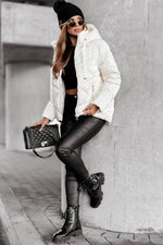 Load image into Gallery viewer, White Solid Quilted Hooded Zip Up Puffer Coat - Fashion Queen -  4
