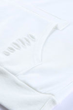 Load image into Gallery viewer, White Solid Ripped Hooded Sweatshirt with Kangaroo Pocket - Fashion Queen -  14
