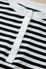 Load image into Gallery viewer, White Stripe Color Block Buttoned Crew Neck Oversized Sweatshirt - Fashion Queen -  13
