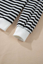 Load image into Gallery viewer, White Stripe Color Block Buttoned Crew Neck Oversized Sweatshirt - Fashion Queen -  14
