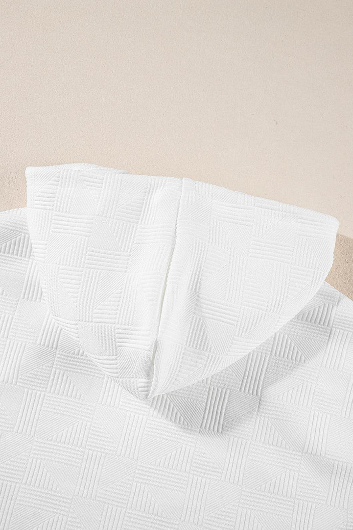 White Textured Cropped Hoodie and Shorts Set - Fashion Queen -  14