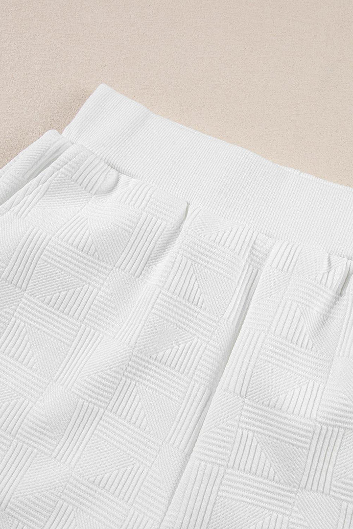 White Textured Cropped Hoodie and Shorts Set - Fashion Queen -  20