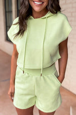 Load image into Gallery viewer, White Textured Cropped Hoodie and Shorts Set - Fashion Queen -  4
