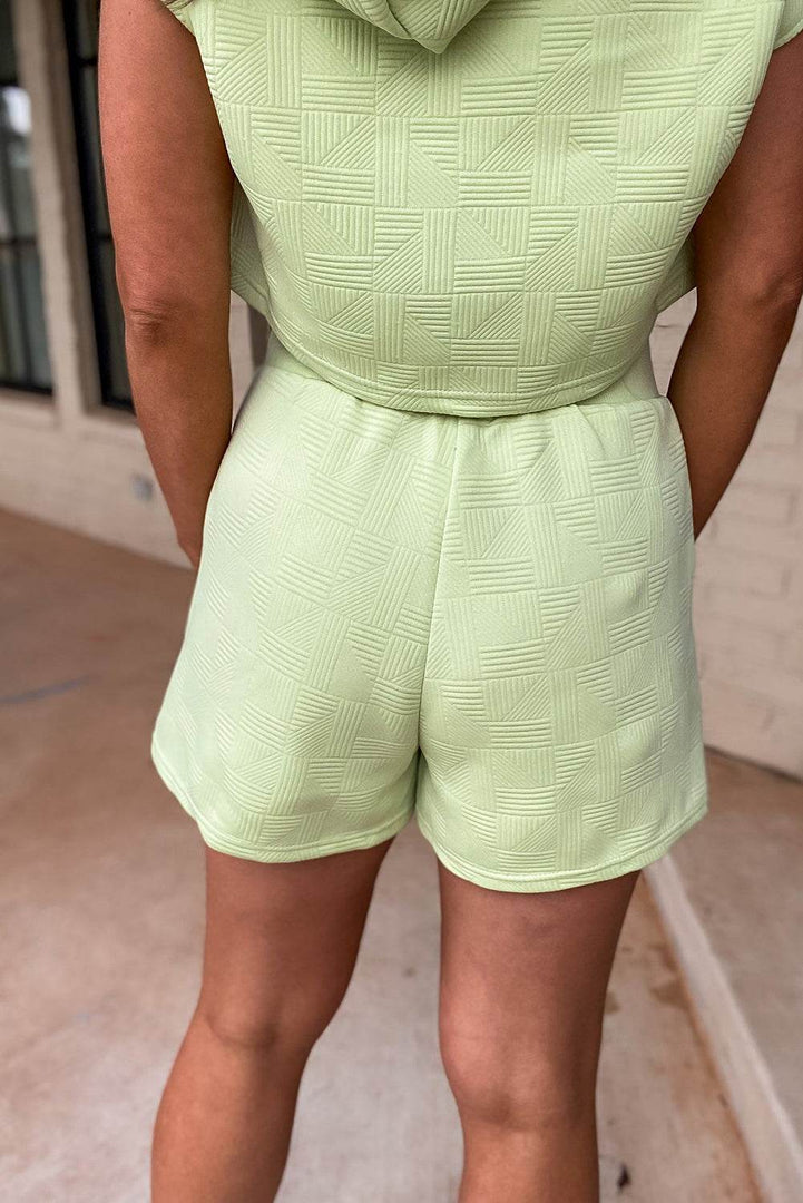 White Textured Cropped Hoodie and Shorts Set - Fashion Queen -  6