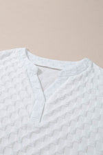 Load image into Gallery viewer, White Textured Split Neck Top and Drawstring Shorts Set - Fashion Queen -  11
