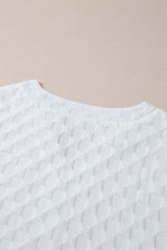 Load image into Gallery viewer, White Textured Split Neck Top and Drawstring Shorts Set - Fashion Queen -  12
