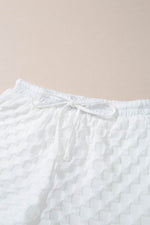 Load image into Gallery viewer, White Textured Split Neck Top and Drawstring Shorts Set - Fashion Queen -  15
