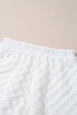 Load image into Gallery viewer, White Textured Split Neck Top and Drawstring Shorts Set - Fashion Queen -  16
