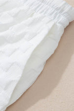 Load image into Gallery viewer, White Textured Split Neck Top and Drawstring Shorts Set - Fashion Queen -  17
