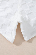Load image into Gallery viewer, White Textured Split Neck Top and Drawstring Shorts Set - Fashion Queen -  19
