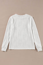 Load image into Gallery viewer, White Textured Wavy Round Neck Long Sleeve Top - Fashion Queen -  14
