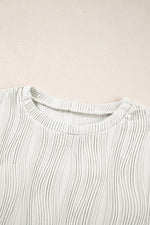 Load image into Gallery viewer, White Textured Wavy Round Neck Long Sleeve Top - Fashion Queen -  18
