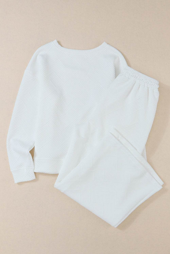 White Ultra Loose Textured 2pcs Slouchy Outfit - Fashion Queen -  3