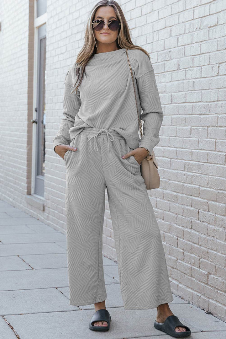 White Ultra Loose Textured 2pcs Slouchy Outfit - Fashion Queen -  6