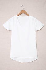 Load image into Gallery viewer, White V Neck Short Sleeve Tee - Fashion Queen -  8
