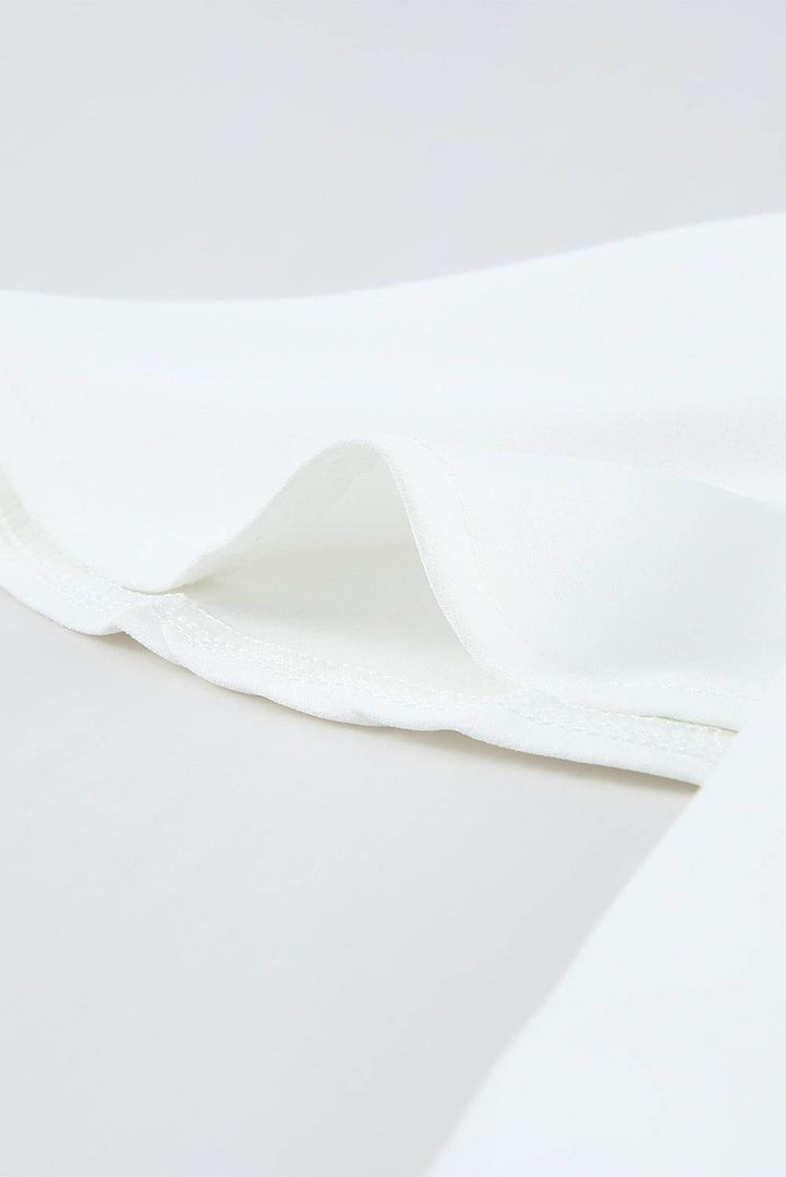 White V Neck Short Sleeve Tee - Fashion Queen -  9