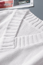 Load image into Gallery viewer, White V neck Drop Shoulder Knitted Sweater - Fashion Queen -  10
