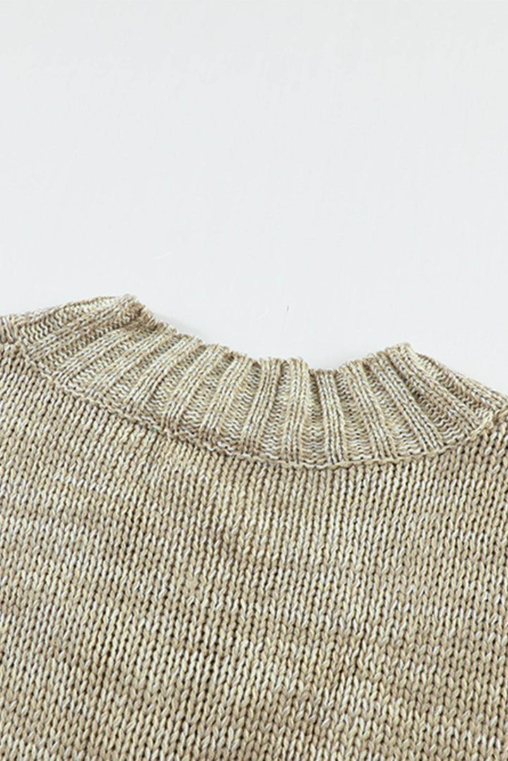 White V neck Drop Shoulder Knitted Sweater - Fashion Queen -  19