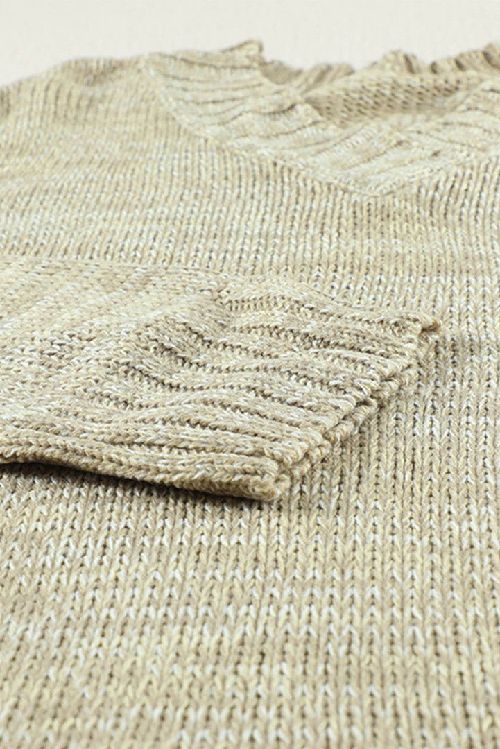 White V neck Drop Shoulder Knitted Sweater - Fashion Queen -  20