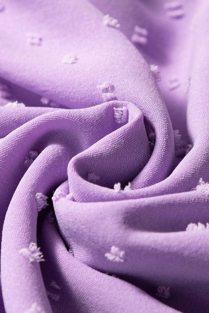 Wisteria Swiss Dot Smocked Frilled Neckline Short Sleeve Plus Size Dress - Fashion Queen -  10