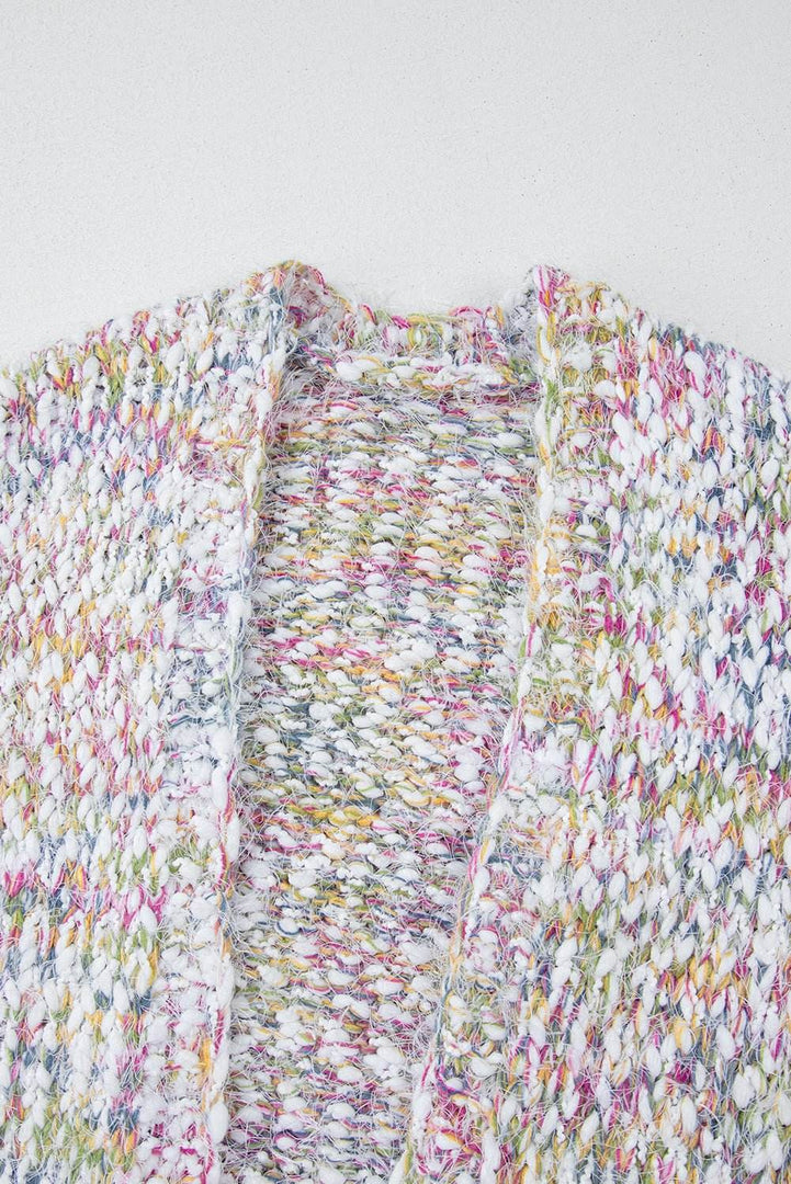 Yellow Multicolor Confetti Open Front Knit Cardigan - Fashion Queen -  10