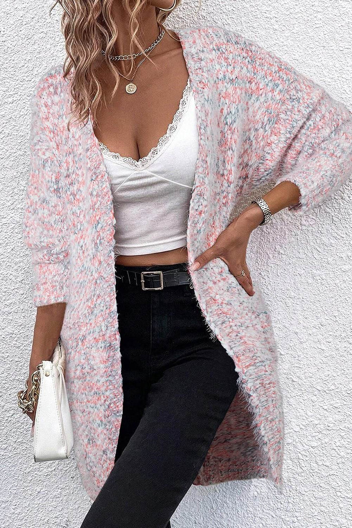 Yellow Multicolor Confetti Open Front Knit Cardigan - Fashion Queen -  11