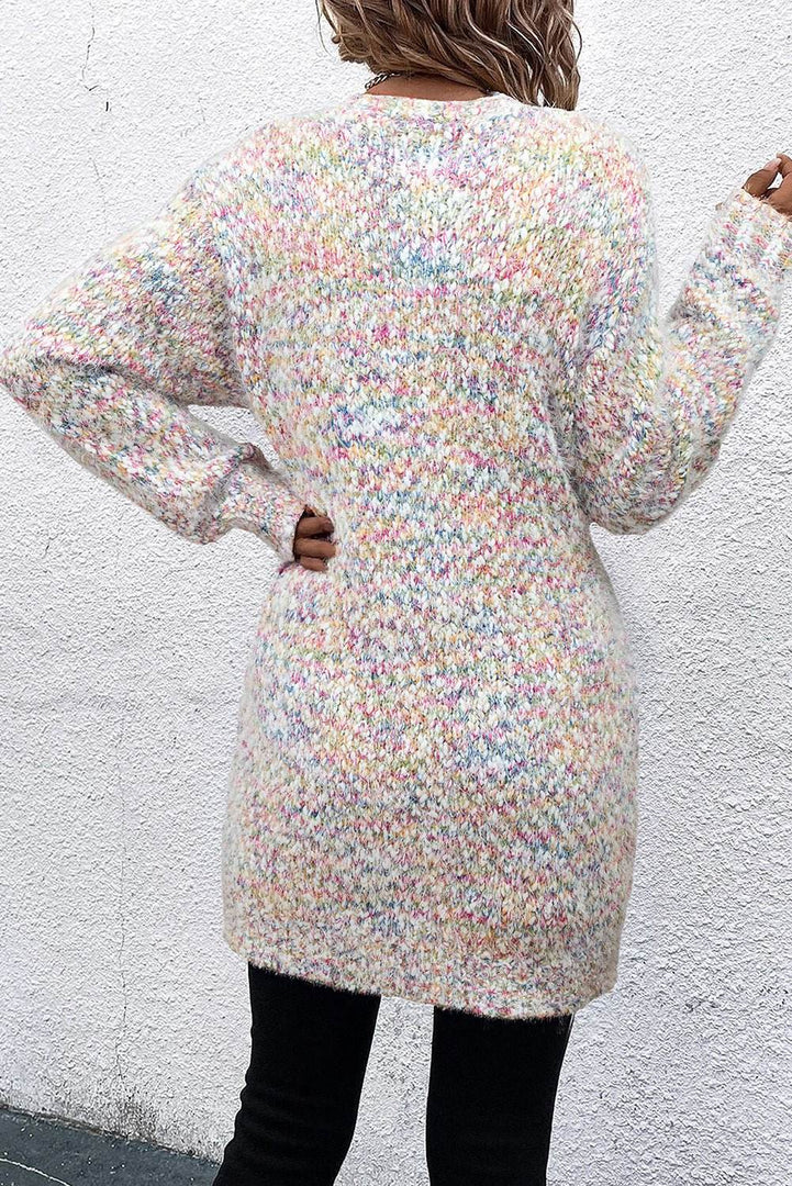 Yellow Multicolor Confetti Open Front Knit Cardigan - Fashion Queen -  2