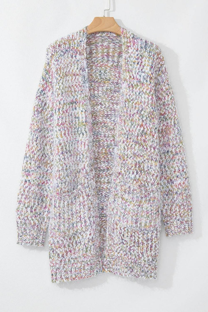 Yellow Multicolor Confetti Open Front Knit Cardigan - Fashion Queen -  3