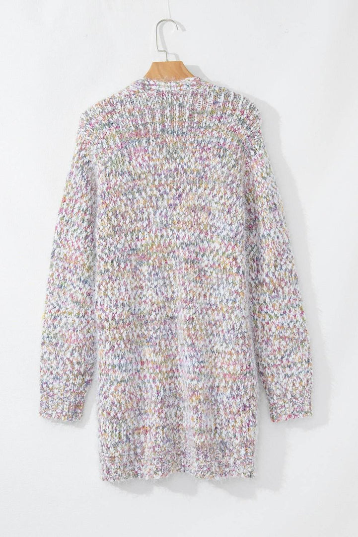 Yellow Multicolor Confetti Open Front Knit Cardigan - Fashion Queen -  4
