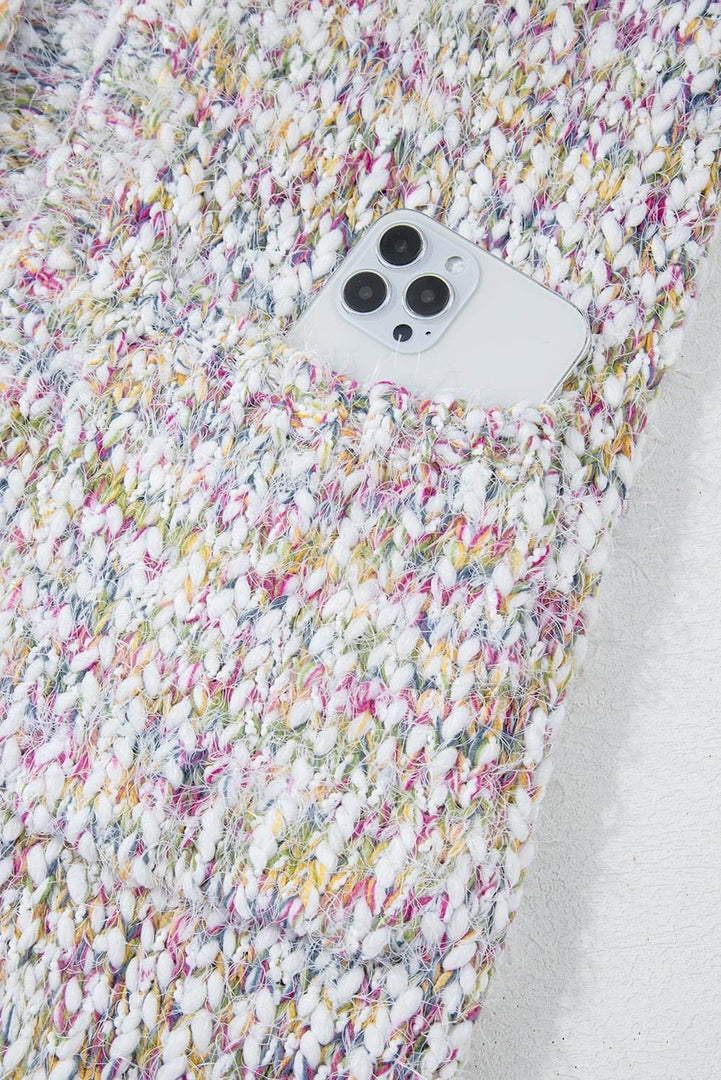 Yellow Multicolor Confetti Open Front Knit Cardigan - Fashion Queen -  8
