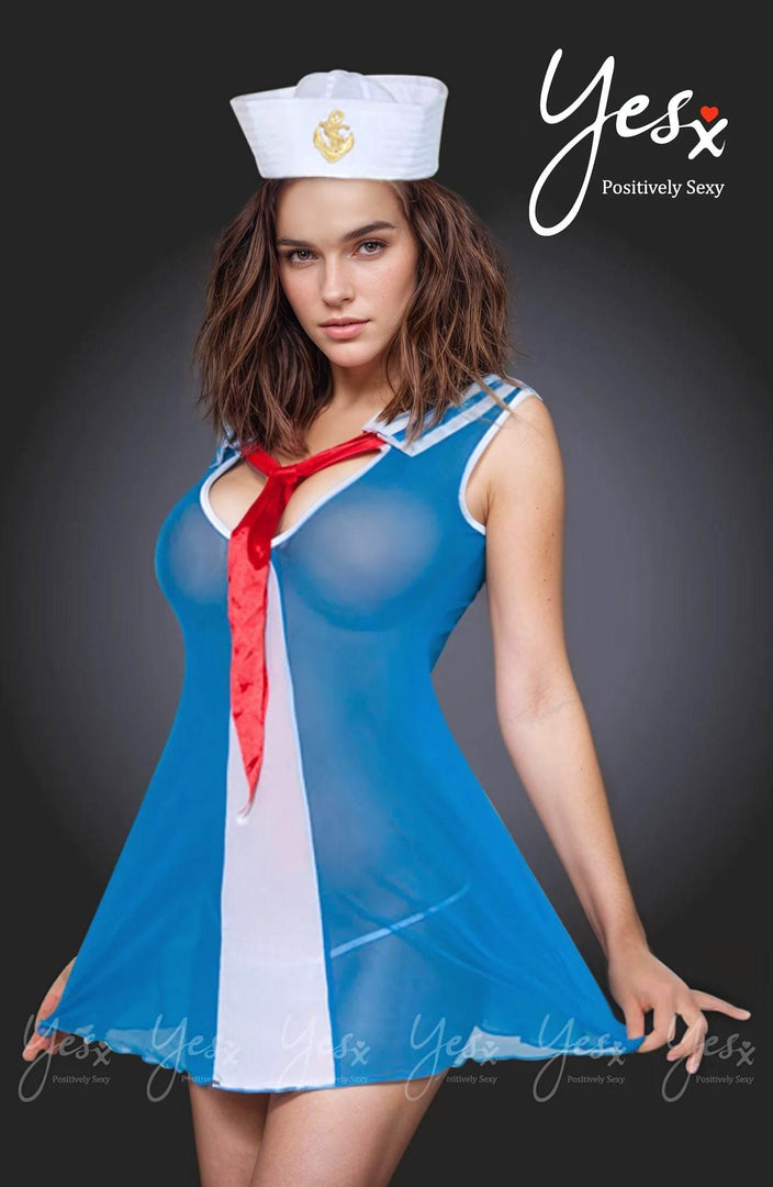 YesX YX119 Sailor Dress Blue/Red - Fashion Queen -  1
