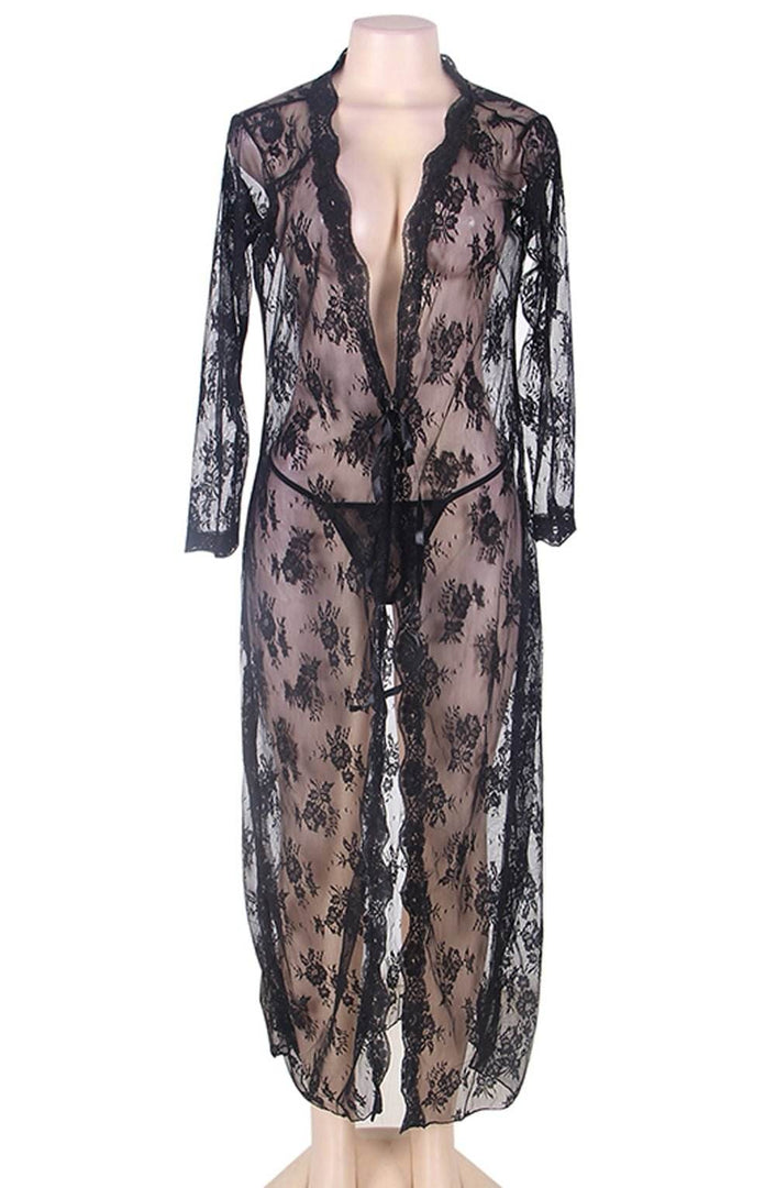 YesX YX824 Dressing Gown Black - Fashion Queen -  2