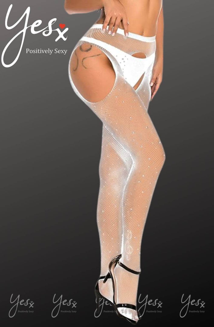 YesX YX851 Sparkly Fishnet White - Fashion Queen -  3