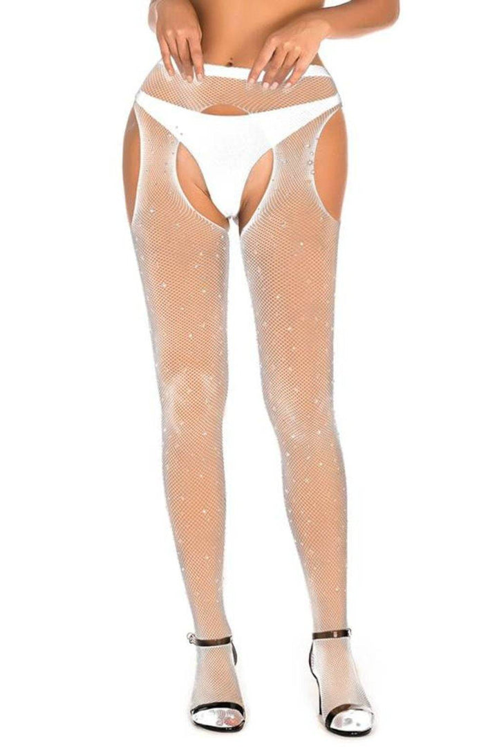 YesX YX851 Sparkly Fishnet White - Fashion Queen -  6