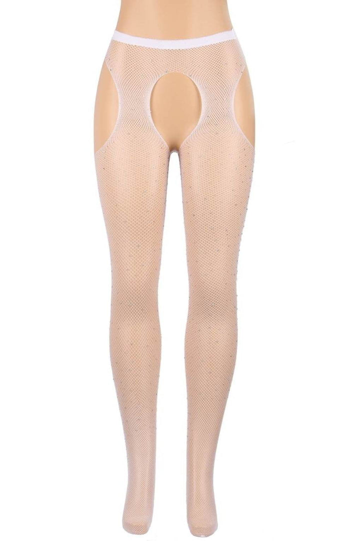 YesX YX851 Sparkly Fishnet White - Fashion Queen -  8