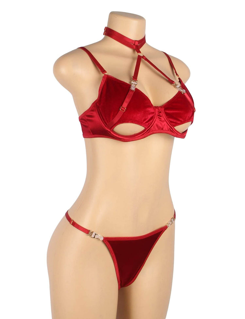YesX YX872Q Hollow Cut Halter Bra Set Up To 2XL - Fashion Queen -  2