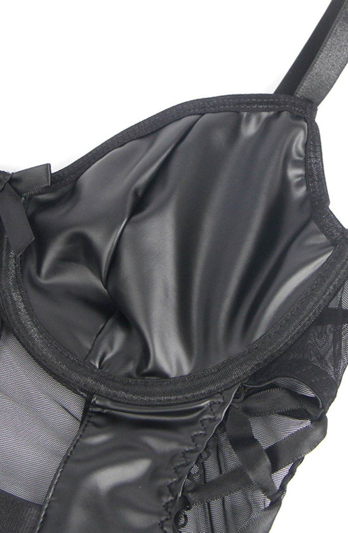 YesX YX890 Black Faux Leather Look & Mesh - Fashion Queen -  6