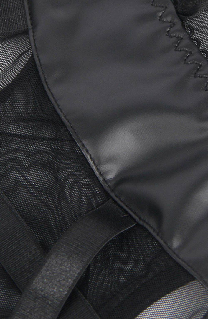 YesX YX890 Black Faux Leather Look & Mesh - Fashion Queen -  7