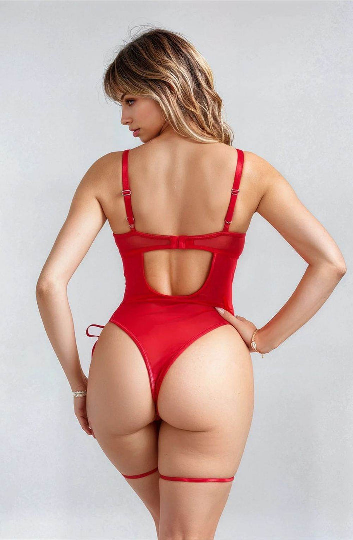 YesX YX891 Red Faux Leather Look & Mesh - Fashion Queen -  2