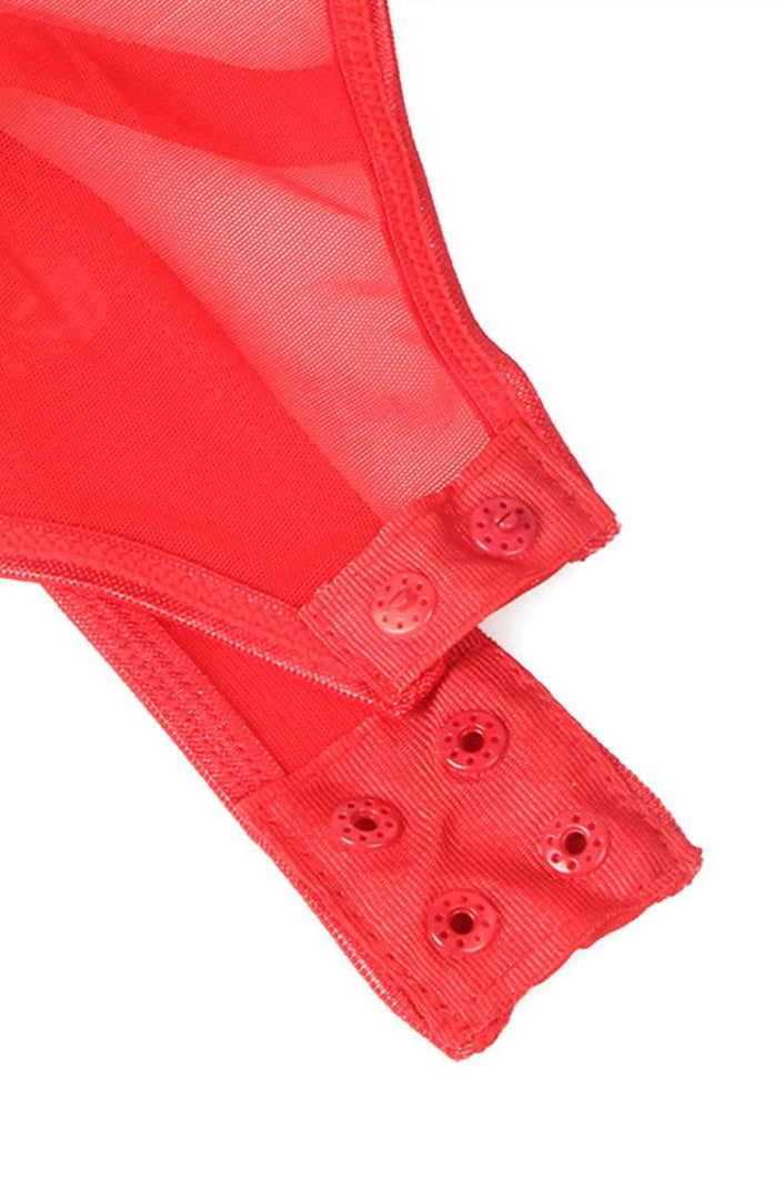 YesX YX891 Red Faux Leather Look & Mesh - Fashion Queen -  5