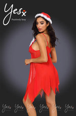 Load image into Gallery viewer, YesX YX947 3pc Red/White Hat, Babydoll &amp; Thong - Fashion Queen -  2
