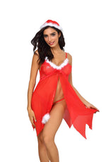 Load image into Gallery viewer, YesX YX947 3pc Red/White Hat, Babydoll &amp; Thong - Fashion Queen -  3
