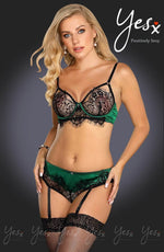 Load image into Gallery viewer, YesX YX957 Black/Emerald Bra Set - Fashion Queen -  1
