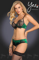 Load image into Gallery viewer, YesX YX957 Black/Emerald Bra Set - Fashion Queen -  3
