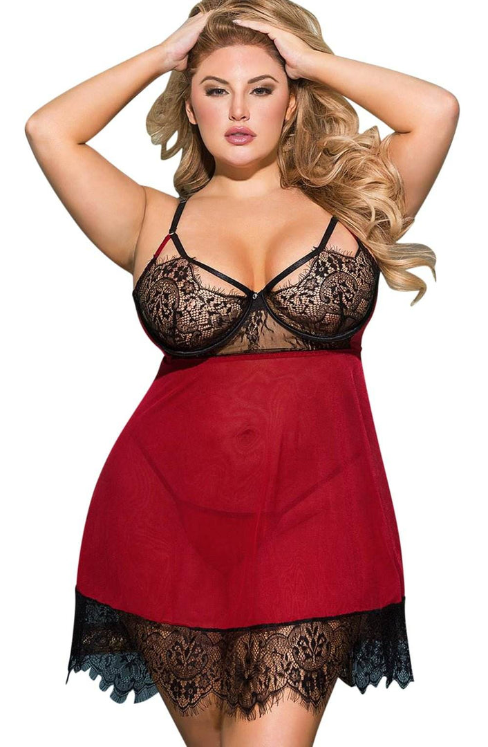 YesX YX958Q Black/Red Babydoll Set - Fashion Queen -  4